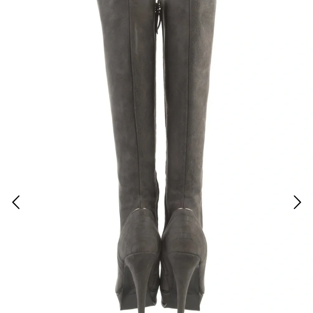 Yves Saint Laurent Charcoal Over-the-Knee Boots